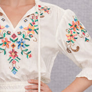 MA.BE Apparel, Abito Midi con Ricami Punto Croce Gracie