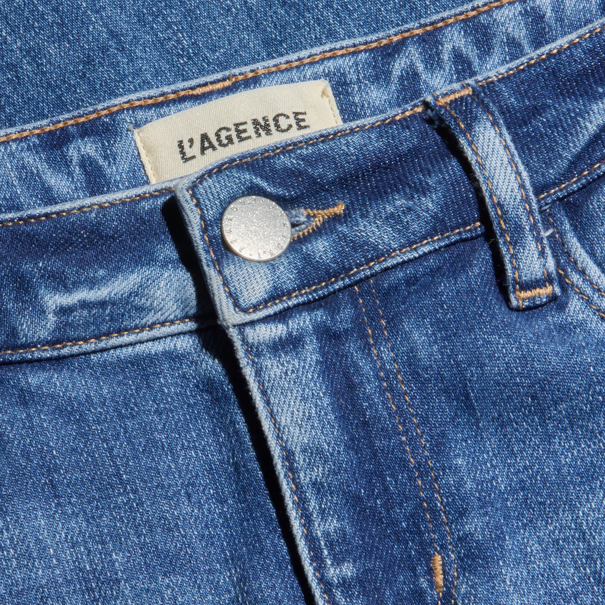 L'Agence, Denim Chiaro a Gamba larga con Vita Bassa Joanne