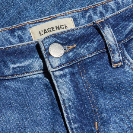 L'Agence, Denim Chiaro a Gamba larga con Vita Bassa Joanne