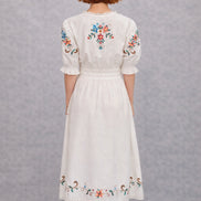 MA.BE Apparel, Abito Midi con Ricami Punto Croce Gracie