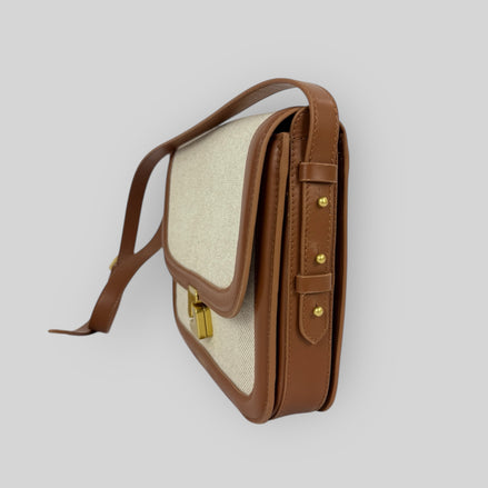 Borsa in Pelle e Canvas a Tracolla Bellissima Maxi Soeur