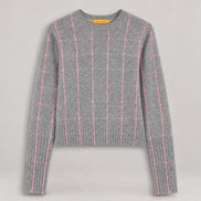 Guest In Residence, Girocollo in Cashmere Leggero con Trama Check