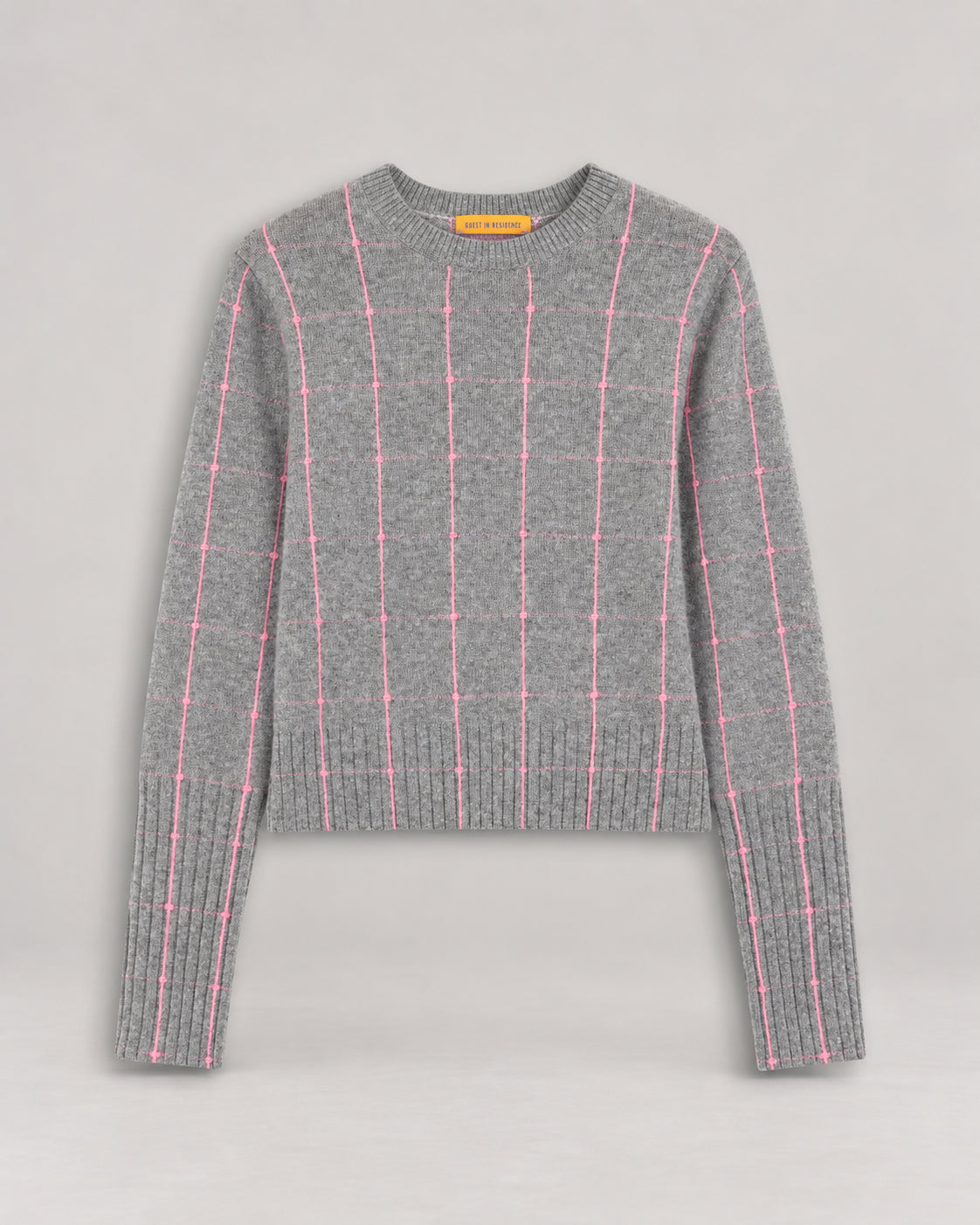 Guest In Residence, Girocollo in Cashmere Leggero con Trama Check