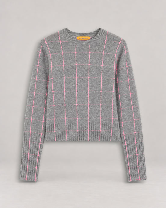 Guest In Residence, Girocollo in Cashmere Leggero con Trama Check