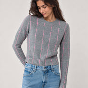 Guest In Residence, Girocollo in Cashmere Leggero con Trama Check