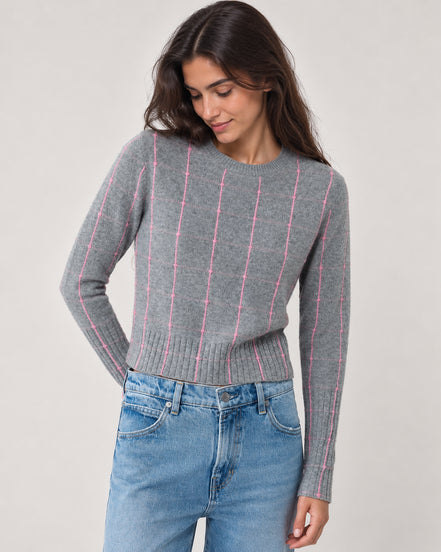 Guest In Residence, Girocollo in Cashmere Leggero con Trama Check
