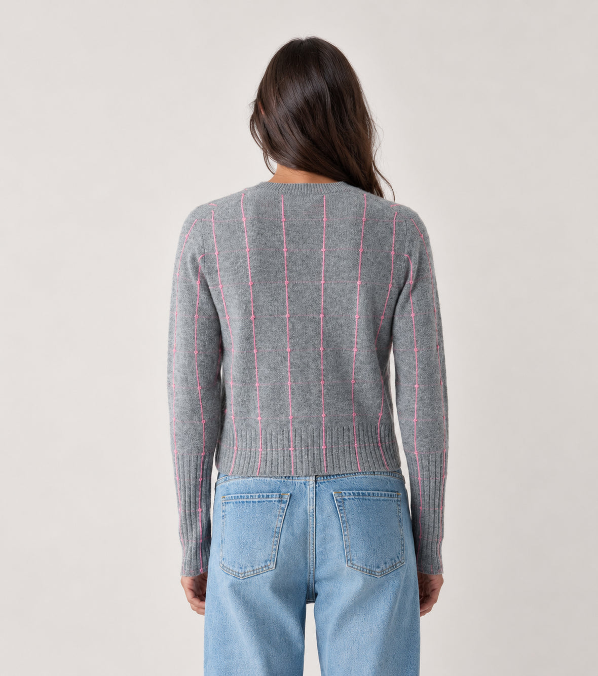 Guest In Residence, Girocollo in Cashmere Leggero con Trama Check