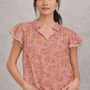 MA.BE Apparel, Top con Volant Maniche Corte Ceci