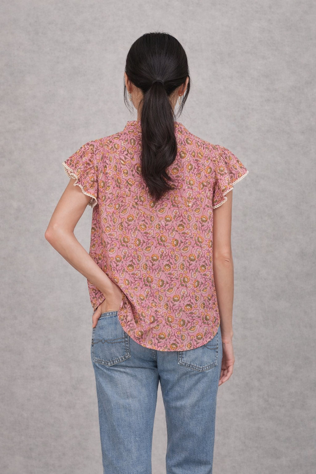 MA.BE Apparel, Top con Volant Maniche Corte Ceci