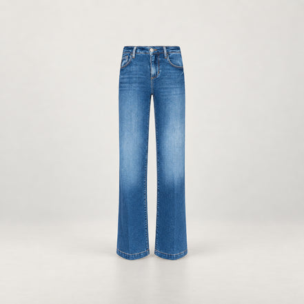 L'Agence, Denim Chiaro a Gamba larga con Vita Bassa Joanne