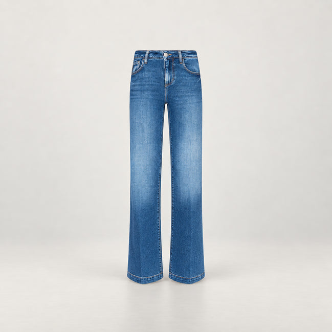 L'Agence, Denim Chiaro a Gamba larga con Vita Bassa Joanne