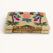Borsa Clutch con Perline e Manici di Bamboo, Nimo with Love