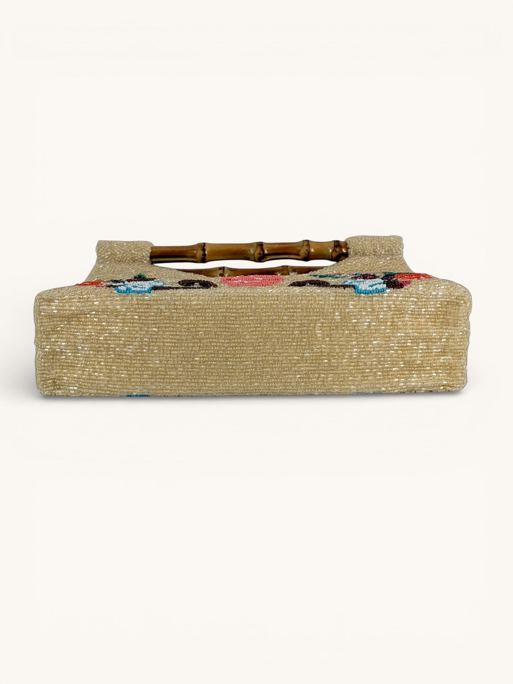 Borsa Clutch con Perline e Manici di Bamboo, Nimo with Love