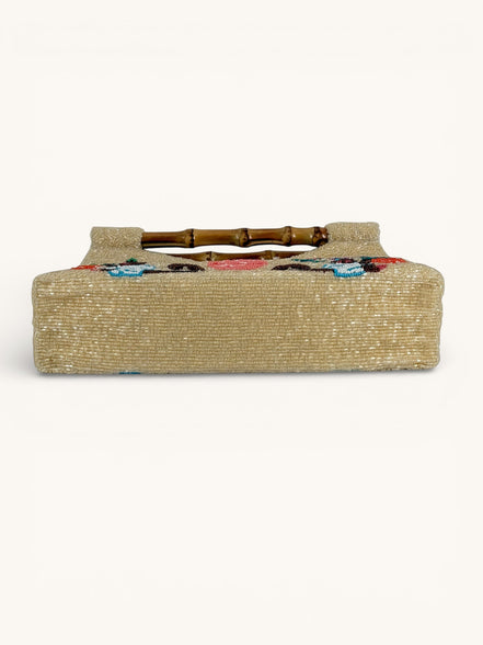 Borsa Clutch con Perline e Manici di Bamboo, Nimo with Love