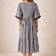 Abito Quadretti Blu con Ricami Augusta Maison Hotel