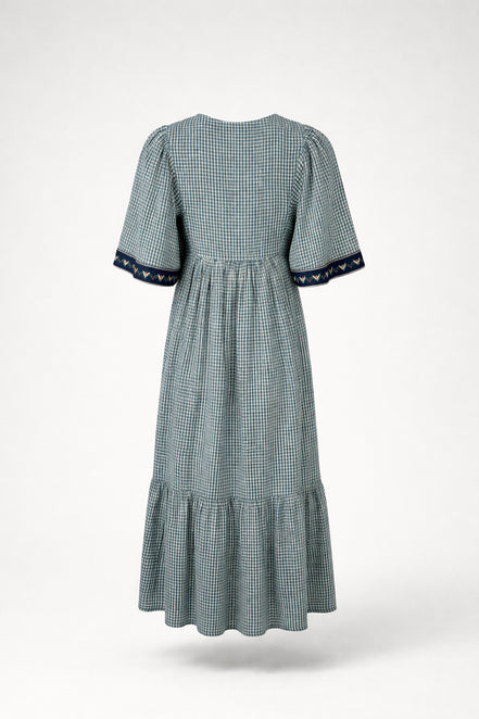 Abito Quadretti Blu con Ricami Augusta Maison Hotel