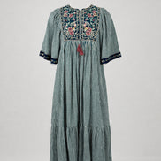 Abito Quadretti Blu con Ricami Augusta Maison Hotel