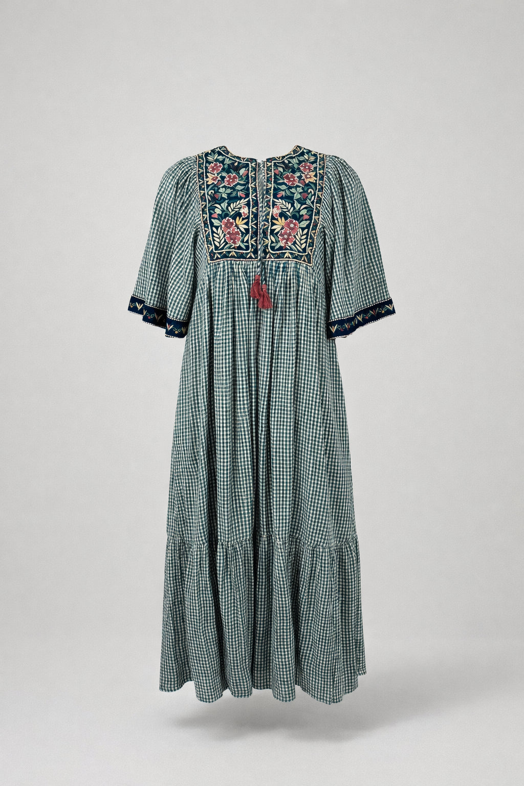 Abito Quadretti Blu con Ricami Augusta Maison Hotel