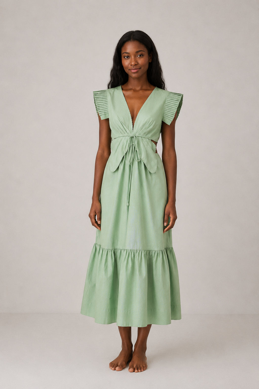 Abito Midi Dress Verdeacqua Butterfly Farm Rio