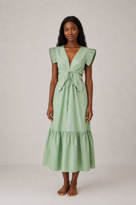 Abito Midi Dress Verdeacqua Butterfly Farm Rio