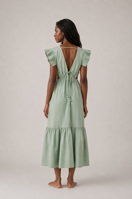 Abito Midi Dress Verdeacqua Butterfly Farm Rio