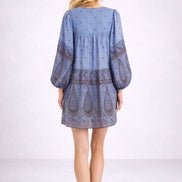 Abito Corto in Voile di Cotone Fantasia Paisley, Johri Antik Batik