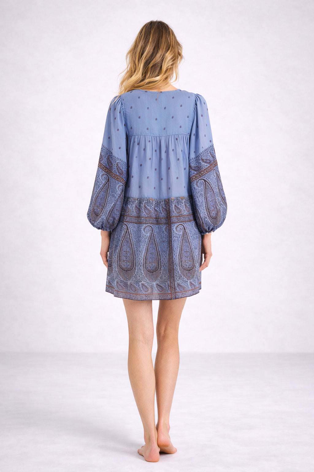 Abito Corto in Voile di Cotone Fantasia Paisley, Johri Antik Batik