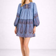 Abito Corto in Voile di Cotone Fantasia Paisley, Johri Antik Batik