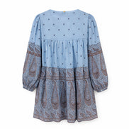 Abito Corto in Voile di Cotone Fantasia Paisley, Johri Antik Batik