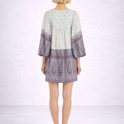 Abito Corto in Voile di Cotone Fantasia Paisley, Johri Antik Batik