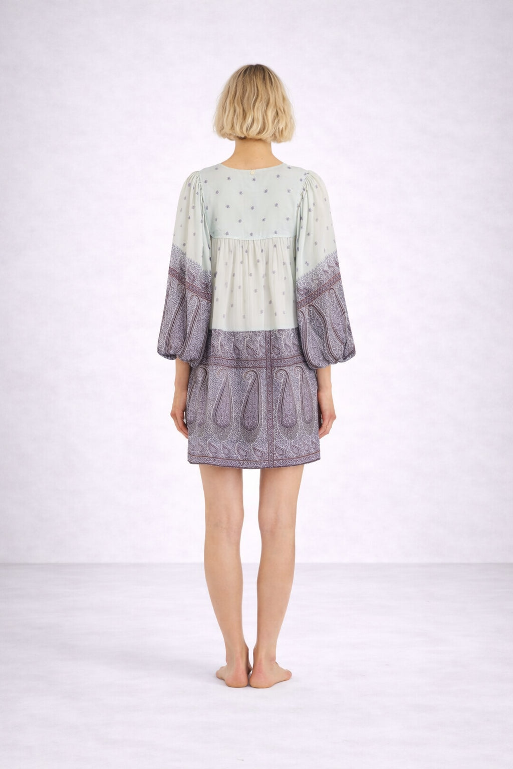 Abito Corto in Voile di Cotone Fantasia Paisley, Johri Antik Batik
