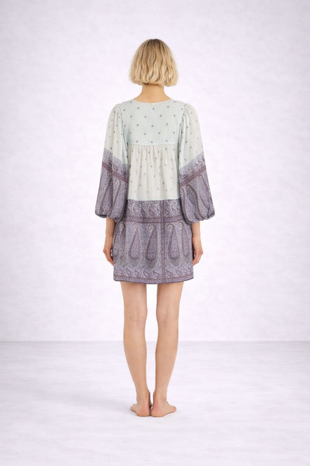 Abito Corto in Voile di Cotone Fantasia Paisley, Johri Antik Batik