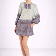 Abito Corto in Voile di Cotone Fantasia Paisley, Johri Antik Batik