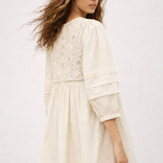 Ba&sh, Abito Corto in Cotone con Pizzo Guipure Sonia