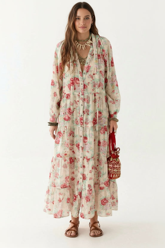 Maxi Dress in Cotone a Fiori Augustina Maison Hotel