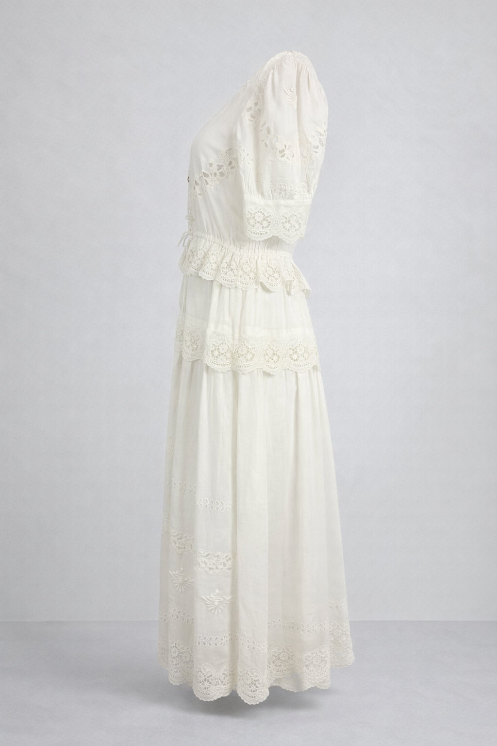 Abito Midi Sofia in Cotone Leggero con Ricami e Pizzo, SEA New York