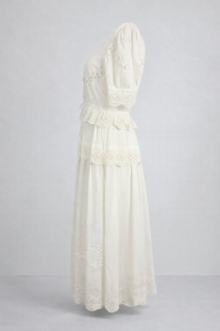 Abito Midi Sofia in Cotone Leggero con Ricami e Pizzo, SEA New York