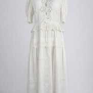 Abito Midi Sofia in Cotone Leggero con Ricami e Pizzo, SEA New York