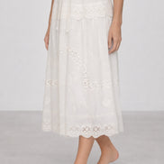 Abito Midi Sofia in Cotone Leggero con Ricami e Pizzo, SEA New York