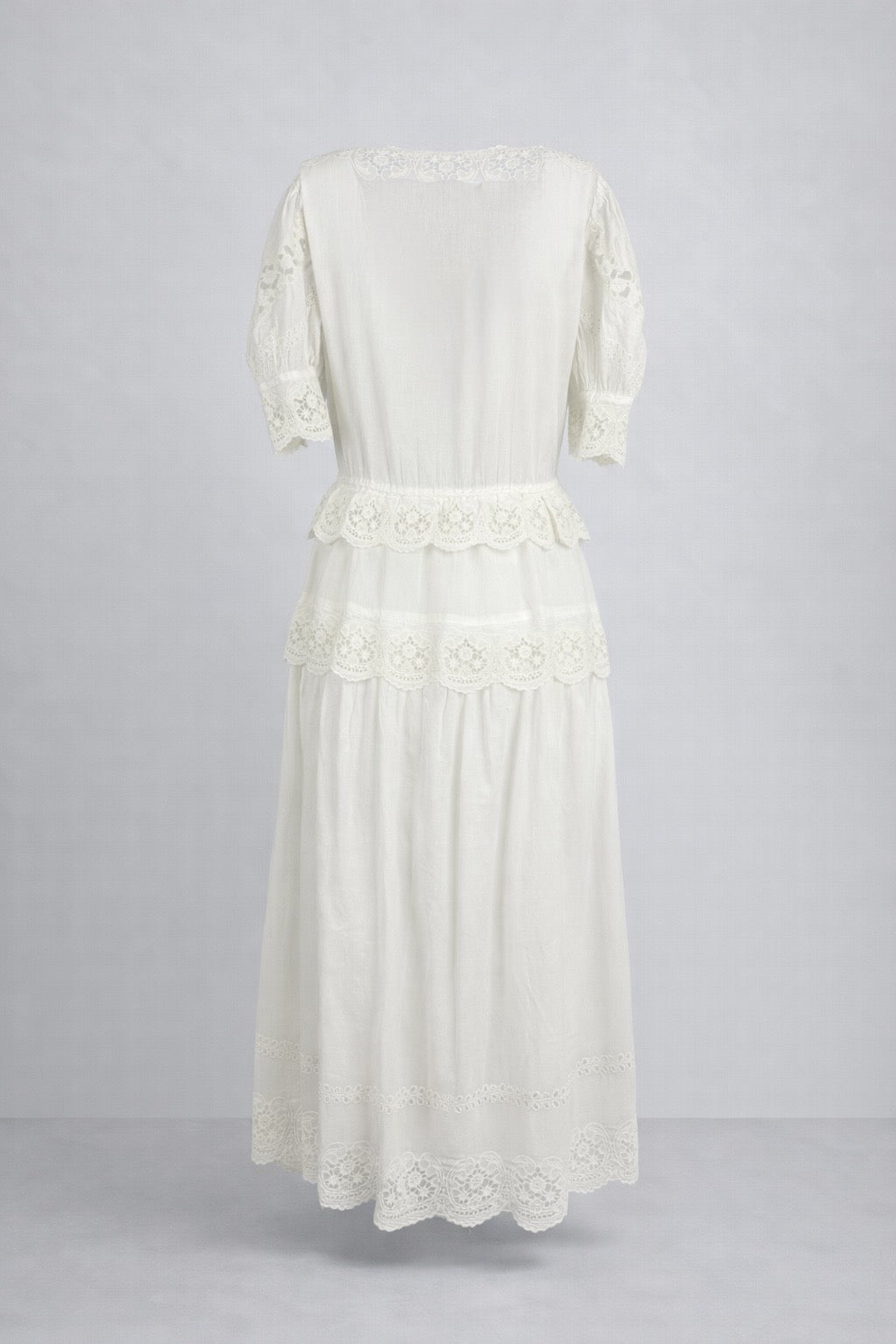 Abito Midi Sofia in Cotone Leggero con Ricami e Pizzo, SEA New York