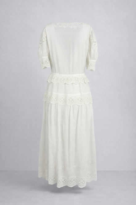 Abito Midi Sofia in Cotone Leggero con Ricami e Pizzo, SEA New York