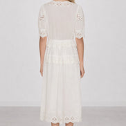 Abito Midi Sofia in Cotone Leggero con Ricami e Pizzo, SEA New York