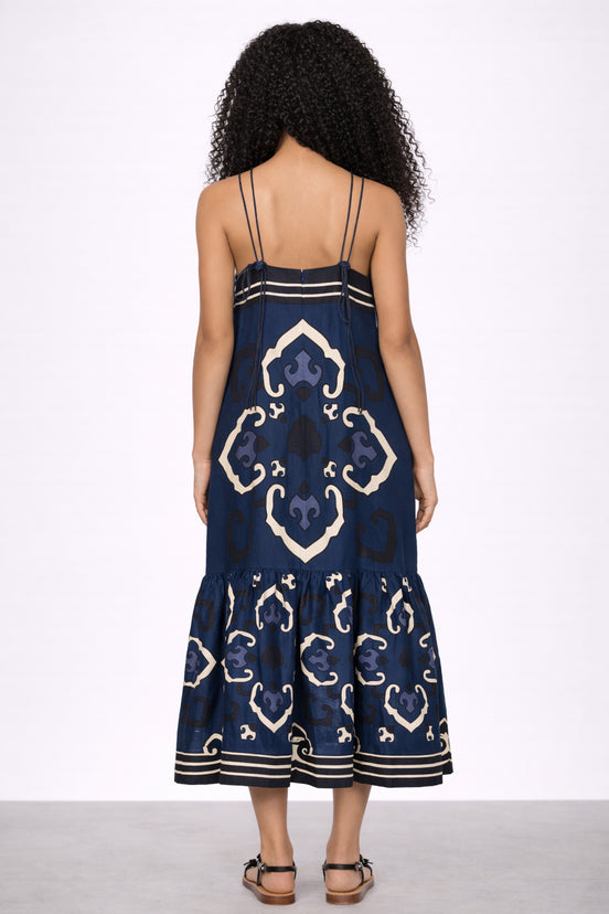 Abito Blaise in Lino con Spalline Sottili Fantasia, SEA NY