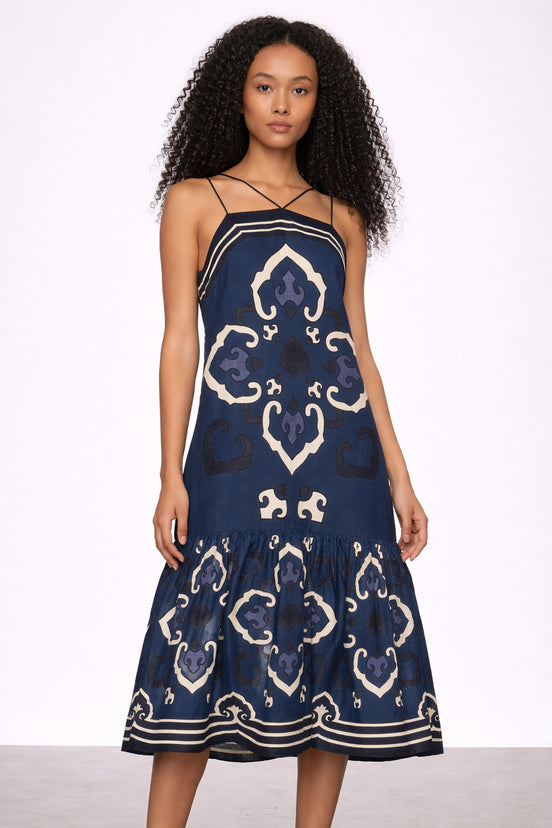 Abito Blaise in Lino con Spalline Sottili Fantasia, SEA NY