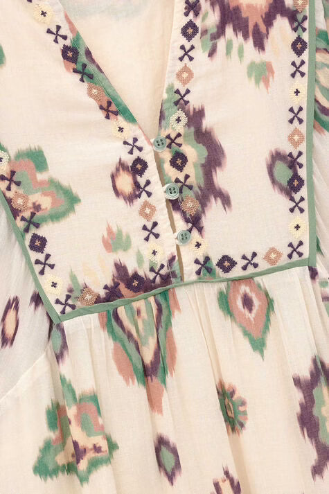 Ba&sh, Abito Midi in Cotone Manica Lunga Oelia