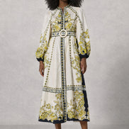 Scarlett Poppies, Abito Midi in Cotone Chemisier con Cintura