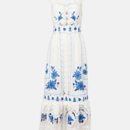 Abito Midi con Spalline Pizzo e Punto Croce Richelieu Farm Rio