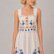 Abito Midi con Spalline Pizzo e Punto Croce Richelieu Farm Rio