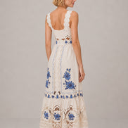Abito Midi con Spalline Pizzo e Punto Croce Richelieu Farm Rio