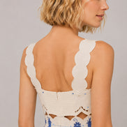 Abito Midi con Spalline Pizzo e Punto Croce Richelieu Farm Rio